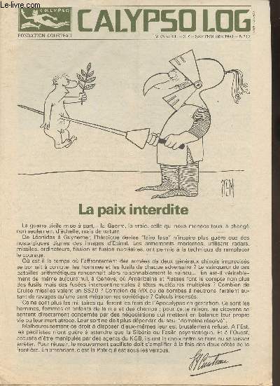 Calypso Log n17- Septembre 1983-Sommaire: La paix interdite- Le commerce des animaux sauvages en Amazonie- Les Pastaleros- Drogue et civilisation- Le Lman au rgime- Platon prophte de l'environnement- etc.