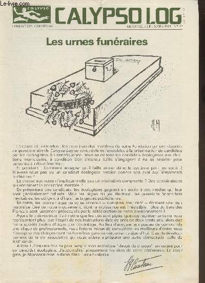 Calypso Log n12- Mars 1983-Sommaire: Les urnes funraires- Le pouce du panda- Amazonie-- Pantanal, le pays des marais- Systme aquatique: panorama 1982- L'Europe bleue- Chronique du nuclaire en Cotentin- etc.