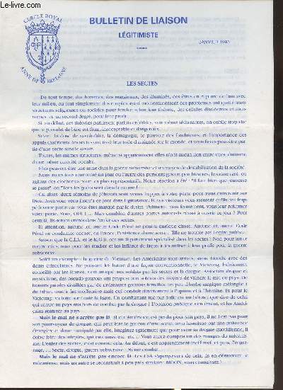 Bulletin de liaison Lgitimiste nde Janvier 1995