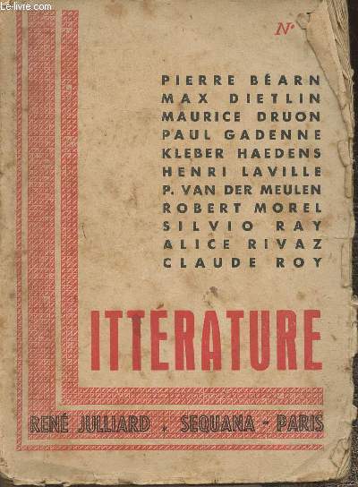 Littrature Premier volume-Sommaire: Sur le seuil du monde par Pierre Barn- Les naufrags du 