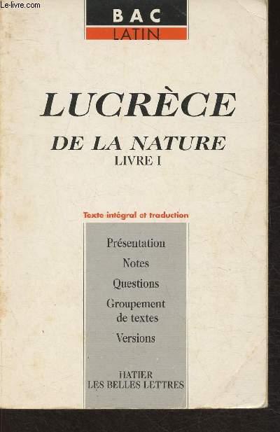 Lucrce, de la Nature livre I- Bac Latin