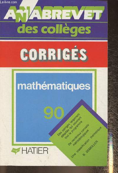Anabrevet 1990- Brevet mathmatiques- Corrigs