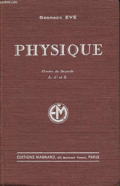 Physique- classes de seconde A,A' et B (programme du 30 avril 1931)