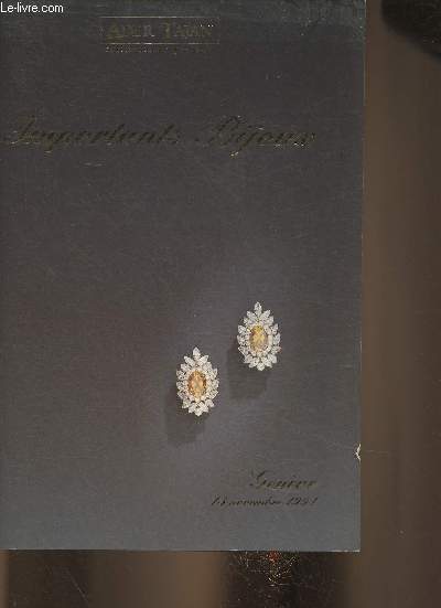 Catalogue de Vente aux enchères du 15 novembre 1994 à Genève hotel des Bergues- Ader Tajan- Importants bijoux
