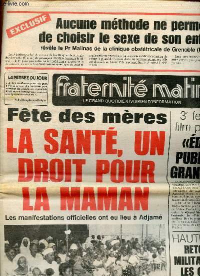 Fraternit Matin n5582, 30 mai 1983 : La sant, un droit pour la maman. Festival du film publicitaire : 