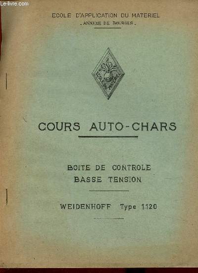 Cours auto-chars. Bote de contrle basse tension. Weidenhoff Type 1.120