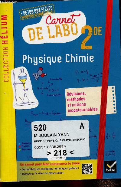 Carnet de labo. Physique Chimie 2de (Collection 