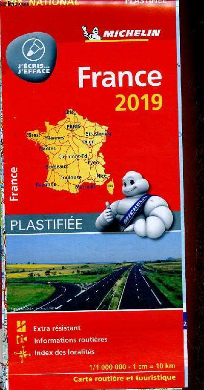Carte routire et touristique France 2019. Informations routires, index des localits. Plastifie, extra rsistant. 791 National. Echelle 1/1 000 000