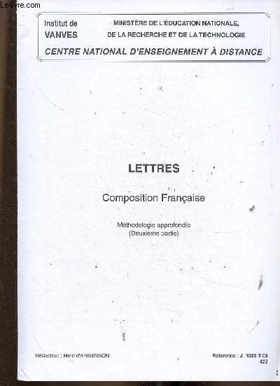 Lot de fascicules de cours de Lettres, composition franaise et de Franais moderne