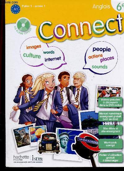 Connect, Anglais, 6e. Palier 1, anne 1, A1. Manuel + Workbook (version corrige) + DVD + CD. Spcimens