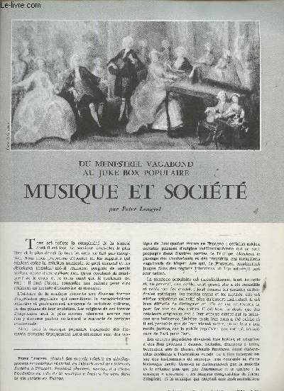 Extrait du Courrier de l'Unesco n°11, 1962 : Du Ménestrel vagabond au Juke Box populaire. Musique et Société