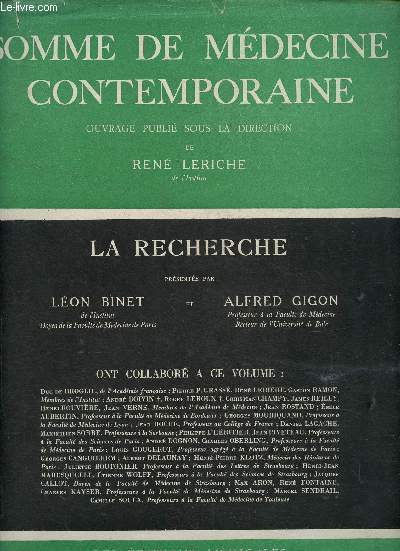 Somme de mdecine contemporaine : La Recherche