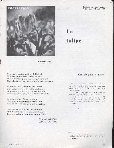 Rcitation La tulipe Extrait du D.C. N153 du 7-5-1964