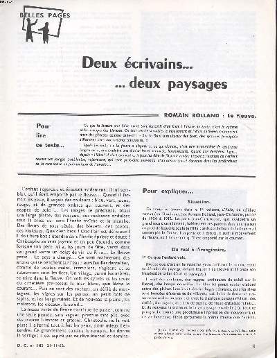 Belles pages Deux crivains ... Deux paysages Extrait du D.C. N142 du 21-11-63