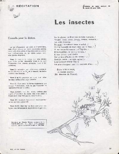 Rcitation Les insectes Extrait du D.C. N151 du 9-4-64