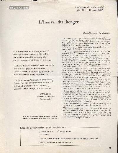 Rcitation L'heure du berger