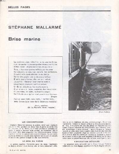 Belles pages Brise marine de Mallarm Stphane Extrait du D.C. N171 du 22-4-65
