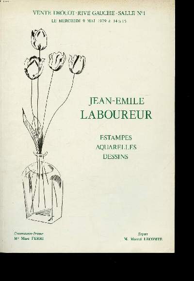 Jean Emile Laboureur Catalogue d'une vente aux enchres qui a eu lieu le 9 mai 1979  l'htel drouot