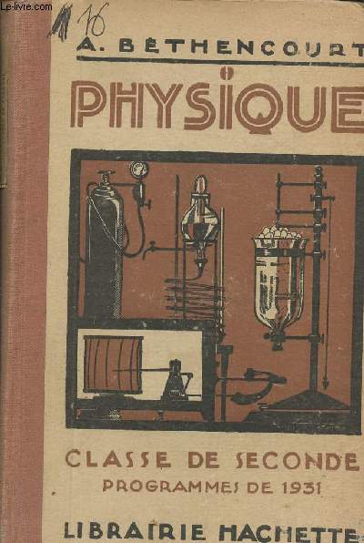Physique classe de seconde- programme de 1931