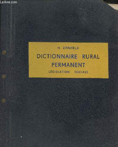 Dictionnaire rural permanent- Lgislation sociale