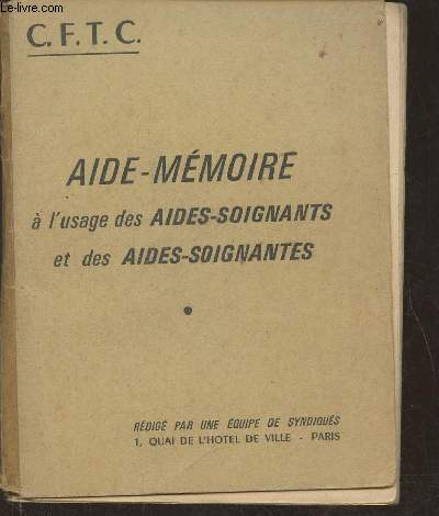 Aide-mmoire  l'usage des aides-soignantes et des aides-soignantes