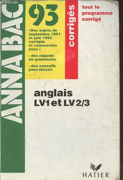 Annabac anglais LV1 et LV 2/3 corrigs