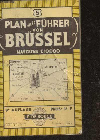 Plan von Brssel mit fremdenverkehrsfhrer- 1:100.000 Karte n5