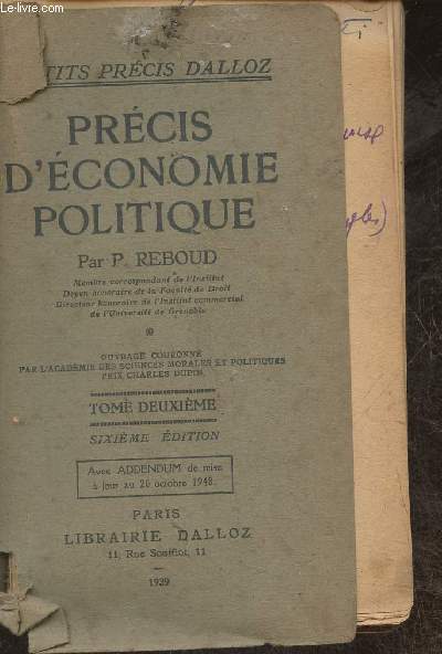 Prcis d'conomie politique Tome II
