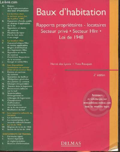 Baux d'habitation- Rapports propritaires-locataires- Secteur priv, secteur HLM loi de 1948