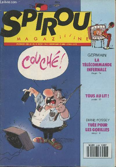 Spirou magaziiiine n2738- 52e anne, 3 Octobre 1990-Sommaire: Germain: la tlcommande infernal- Tous au lit- Diane Fossey: Tue pour les gorilles-etc.
