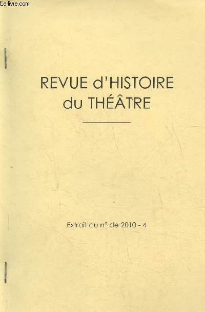 Extrait du n de 2010-4 de la Revue d'histoire du thtre-Antigone de Sophocle: une premire mise en scne