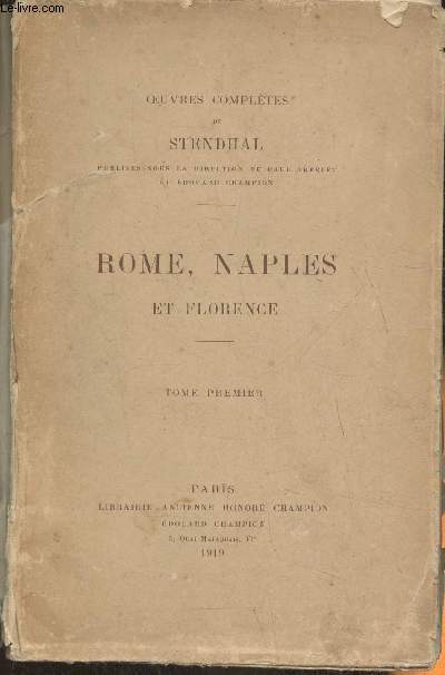 Rome, Naples et Florence Tome I