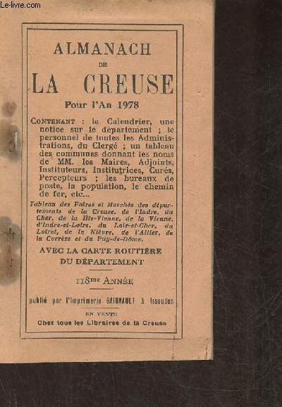 Almanach de La Creuse pour l'an 1978