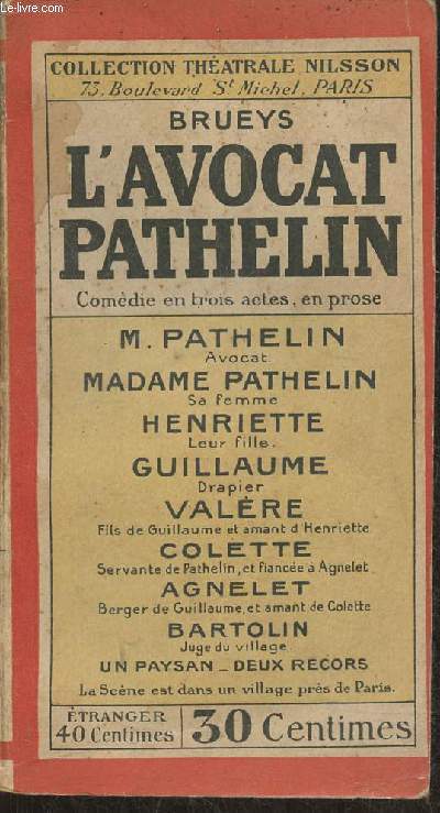 L'avocat Pathelin- comdie en trois actes