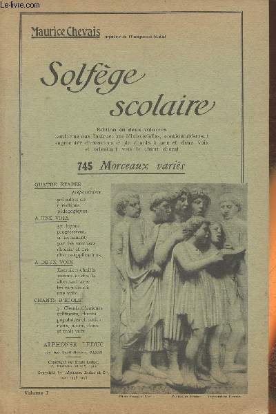 Solfge scolaire Vol. 1- 745 morceaux varis