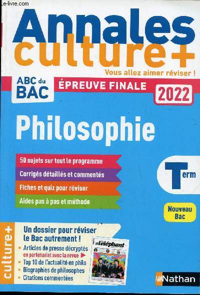 Annales Culture + sujets & corrigs 2022 -ABC du Bac - Epreuve