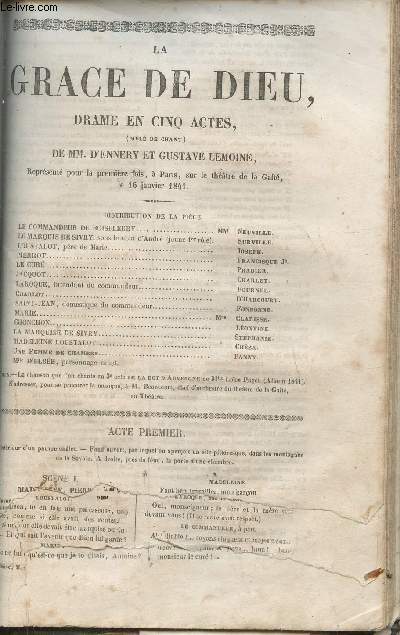 La grace de Dieu- drame en cinq actes