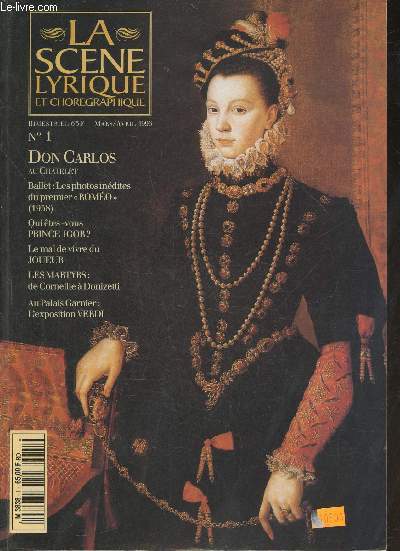 La scne lyrique et chorgraphique n1- Mars/Avril 1996-Sommaire: Programes opras- Arabesque: l'actualit du ballet- programmes: danse- L'vnement: Don Carlos, le prince fragile- Histoire et mythe- les vritables protagonistes- les lieux- la Peregrina,