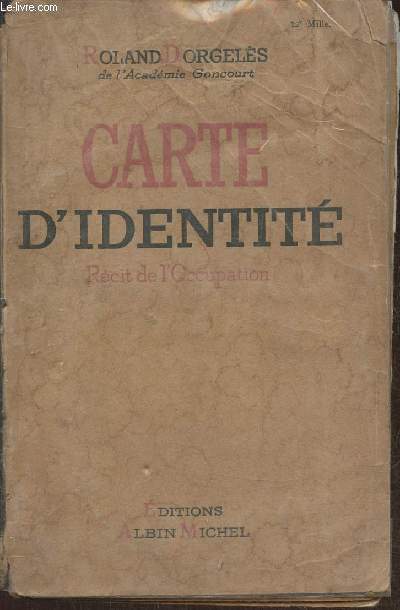 Carte d'identit- rcit de l'Occupation