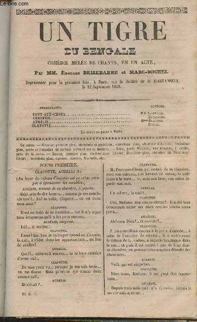 Un tigre du Bengale- Comdie mle de chants, en un acte