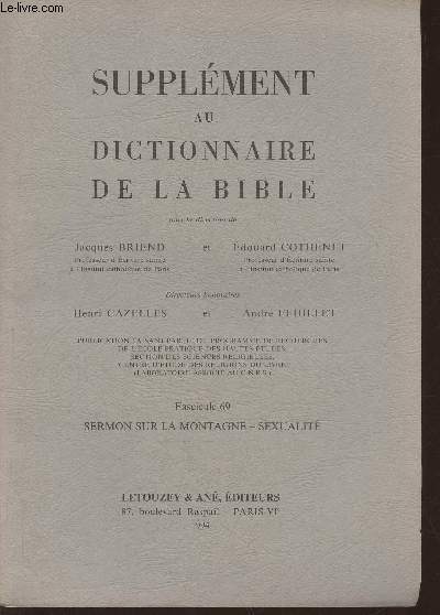 Supplment au dictionnaire de la Bible- Fascicule 69- Sermon sur la montagne- Sexualit