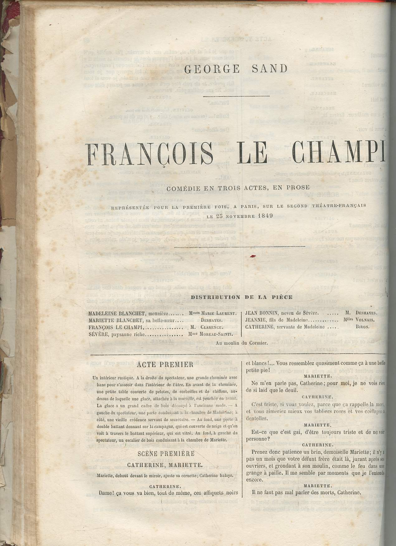 Franois le Champi- Comdie en 3 actes, en prose
