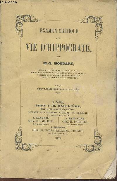 Examen critique de la vie d'Hippocrate