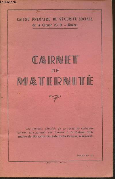 Carnet de maternit (modle n122)