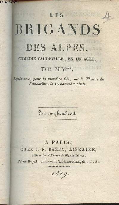 Les brigands des Alpes- Comédie-Vaudeville en un acte