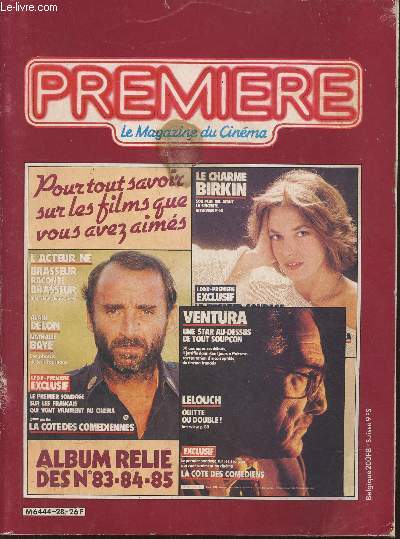 Premire, le magazine du cinma- Album reli des n83-84-85 Fvrier  Avril 1984