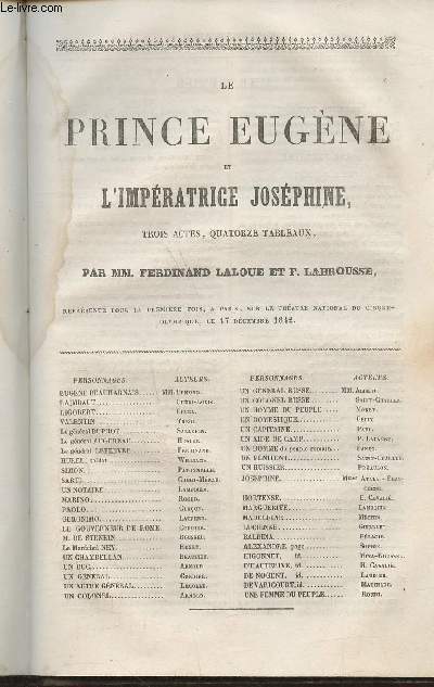 Le prince Eugne et l'Impratrice Josphine- Trois actes, 14 tableaux