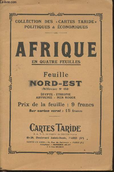 Afrique en 4 feuilles- Feuille Nord-Est (rfrence n153) Egypte-Ethiopie-Abyssine-Mer Rouge