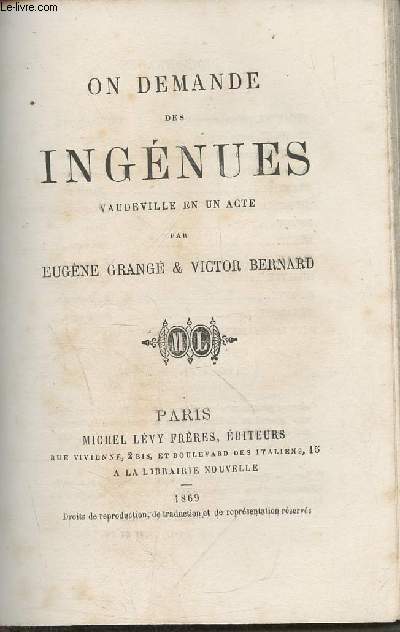 On demande des ingnues- Vaudeville en un acte