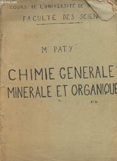 Chimie gnrale minrale et organique- Cours de l'universit de Bordeaux, Facult des sciences